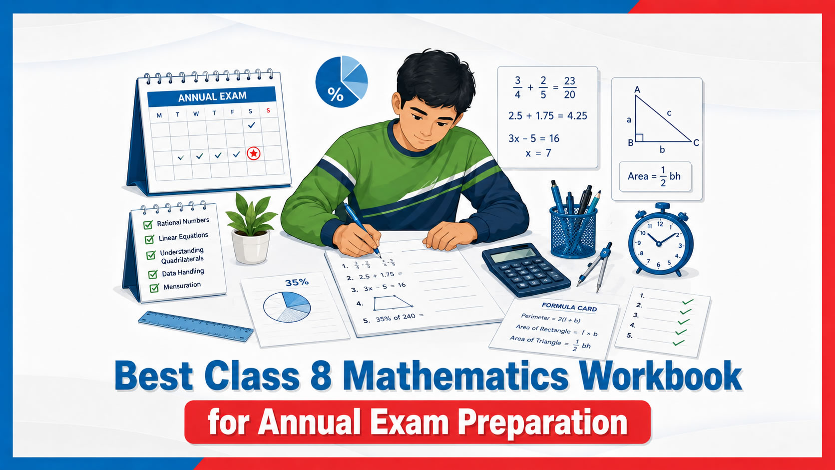 best class 8 mathematics workbook for annual exam preparation