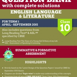 Oswaal CBSE CCE Question Bank with complete solutions For Class 10 Term I (April to September 2015) English Language & Literature