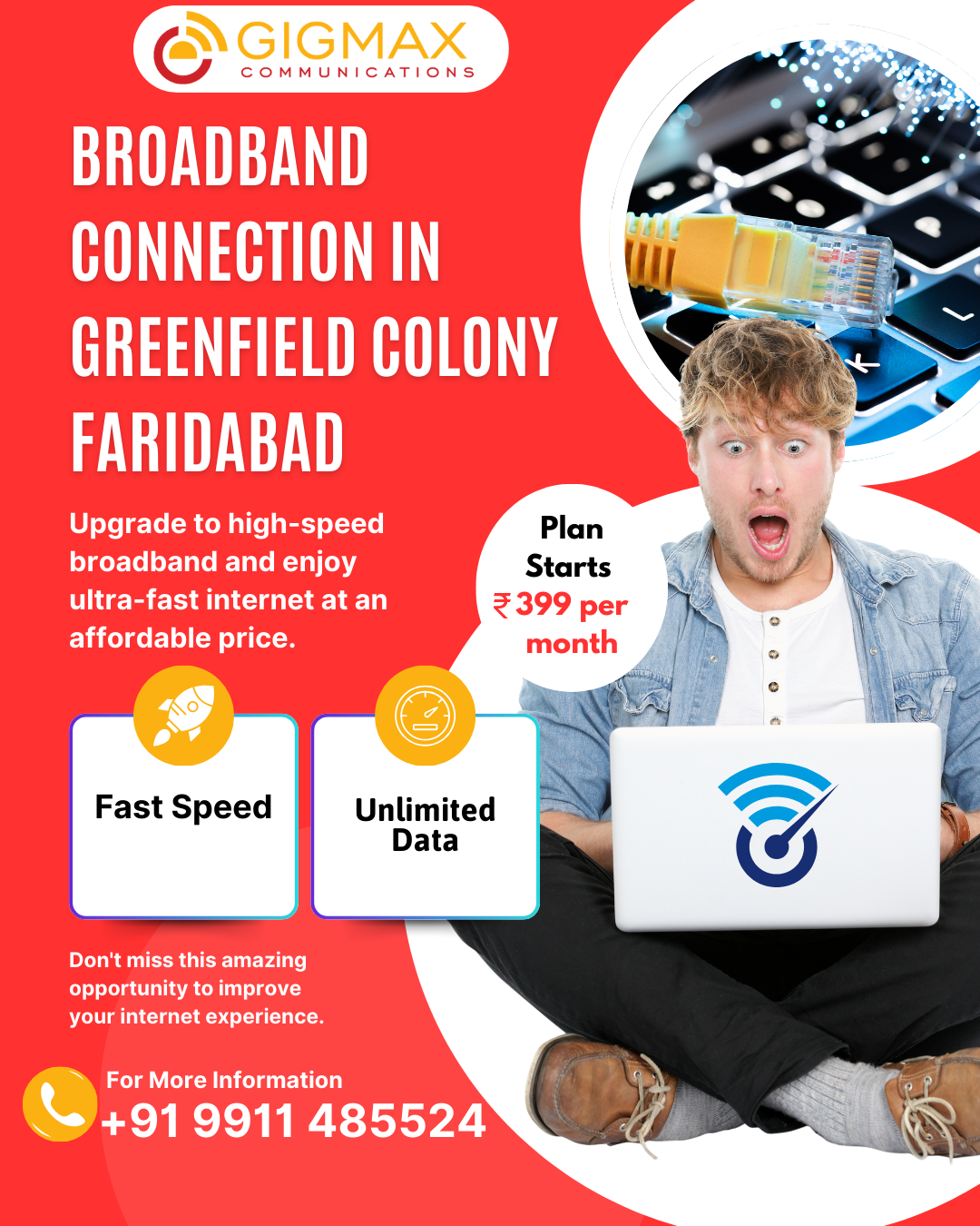 Are You Looking for a Reliable Broadband Connection in Greenfield Colony  Faridabad? Try Gigmax! Services By Gigmax Communications